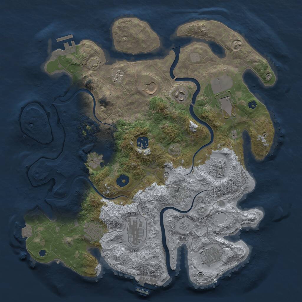 Rust Map: Procedural Map, Size: 3650, Seed: 7192911, 16 Monuments