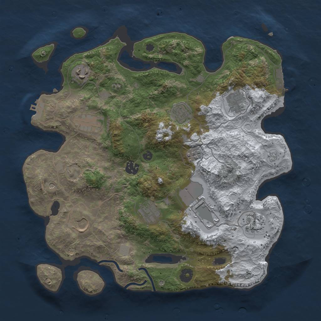 Rust Map: Procedural Map, Size: 3500, Seed: 69481856, 19 Monuments