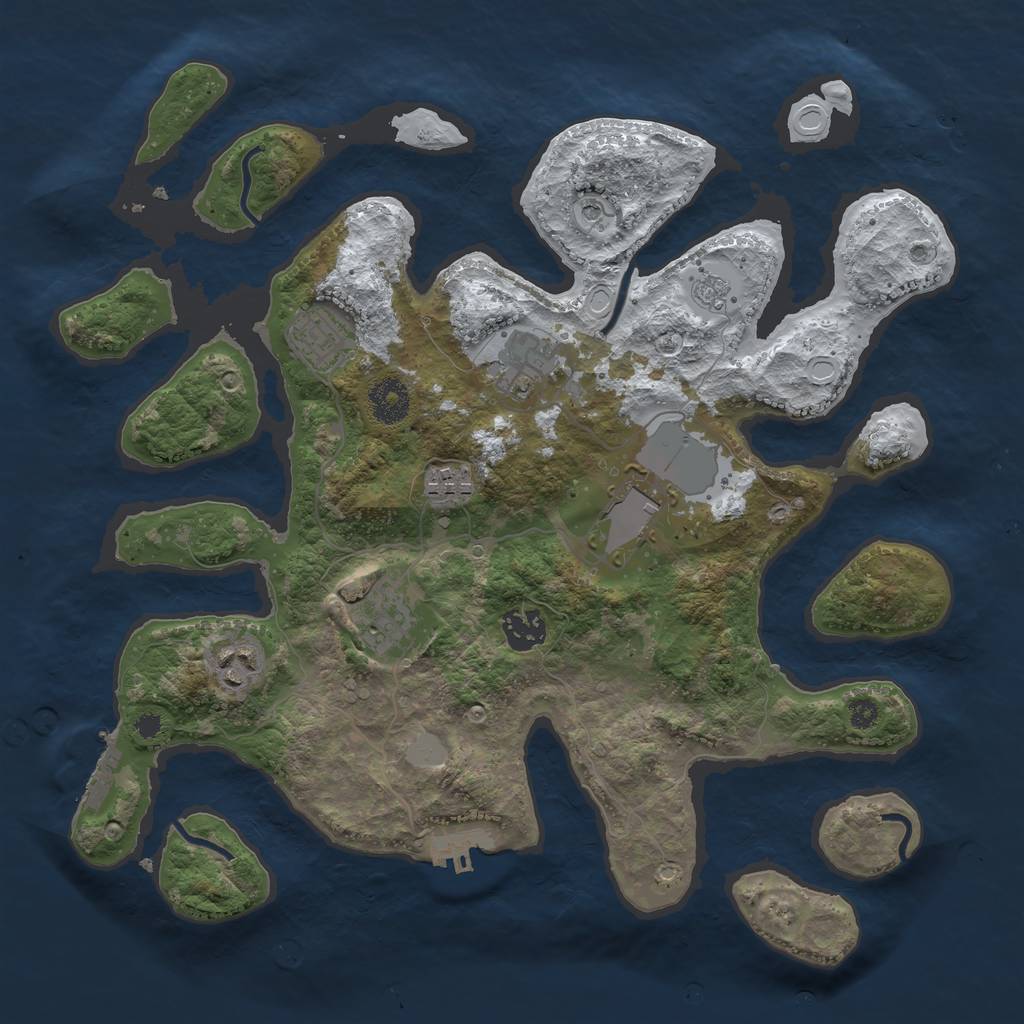 Rust Map: Procedural Map, Size: 3500, Seed: 5189058, 16 Monuments