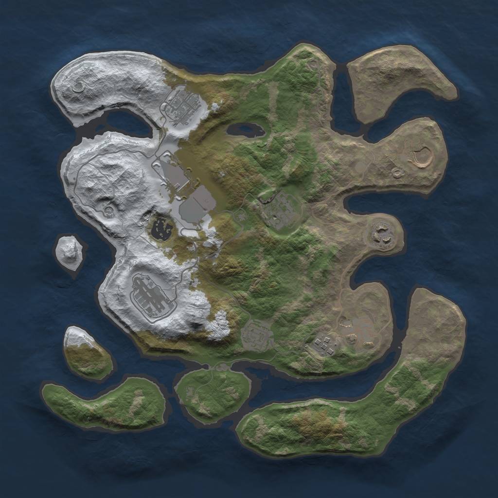 Rust Map: Barren, Size: 3500, Seed: 621094, 13 Monuments