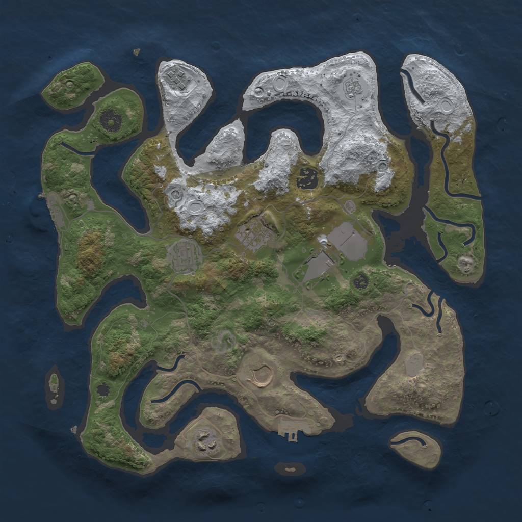 Rust Map: Procedural Map, Size: 3500, Seed: 2075010, 16 Monuments