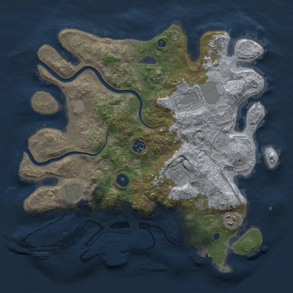 Rust Map: Procedural Map, Size: 3500, Seed: 907539, 11 Monuments