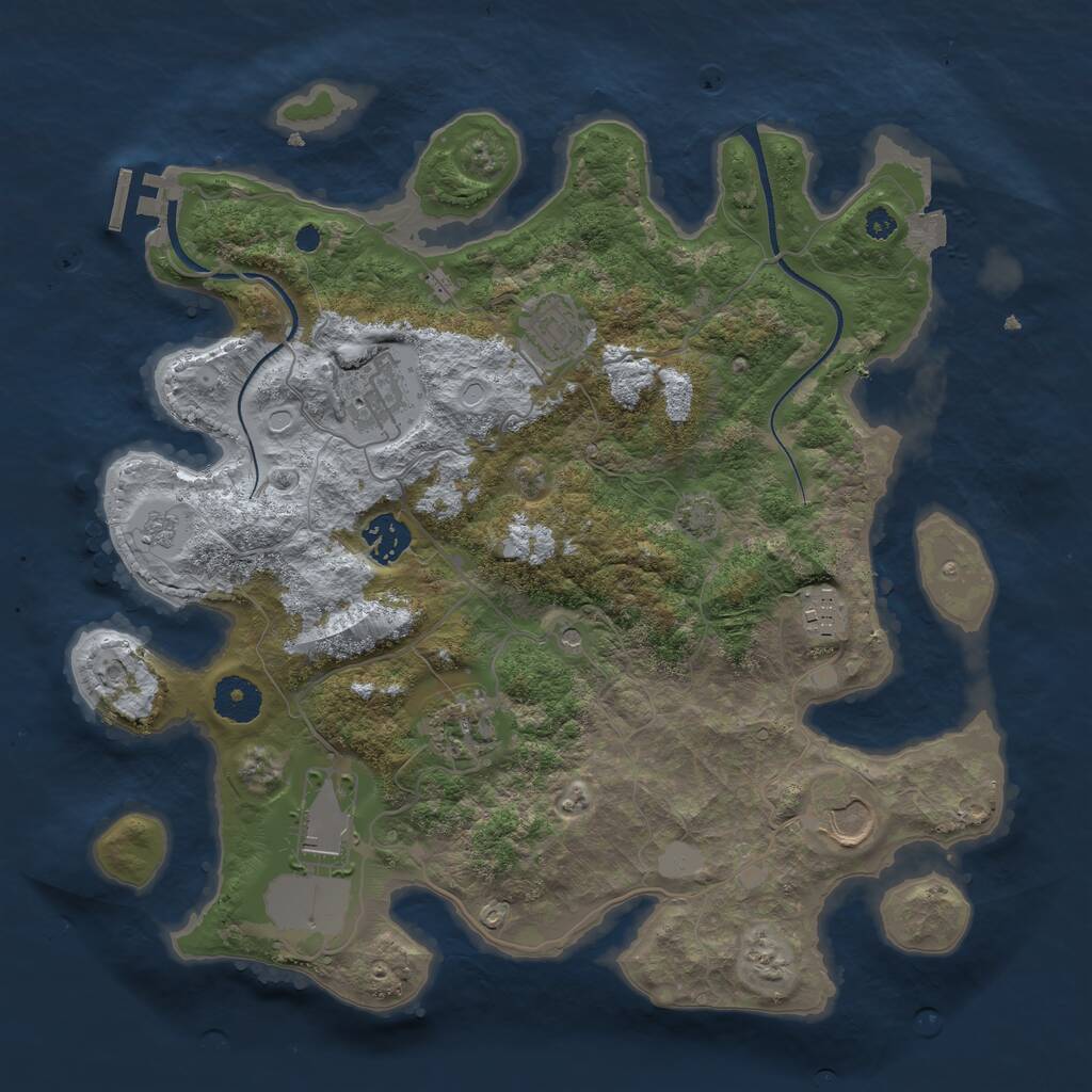 Rust Map: Procedural Map, Size: 3500, Seed: 3751336, 12 Monuments