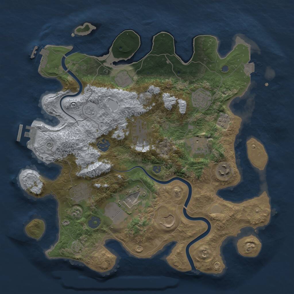 Rust Map: Procedural Map, Size: 3500, Seed: 3751336, 15 Monuments