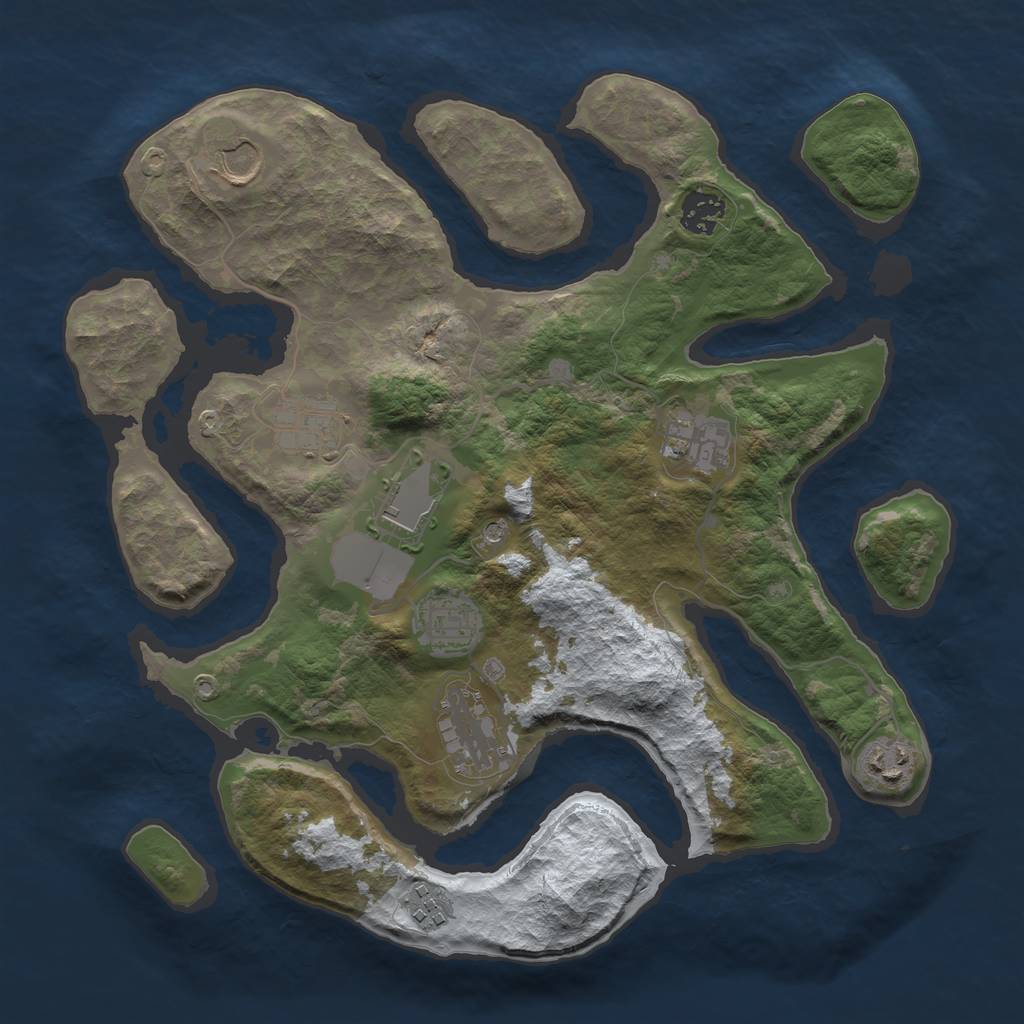 Rust Map: Barren, Size: 3500, Seed: 1900380, 12 Monuments