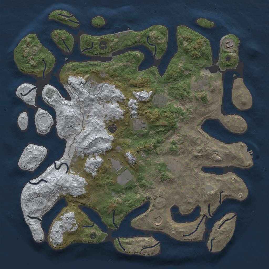 Rust Map: Procedural Map, Size: 4500, Seed: 1097137109, 19 Monuments