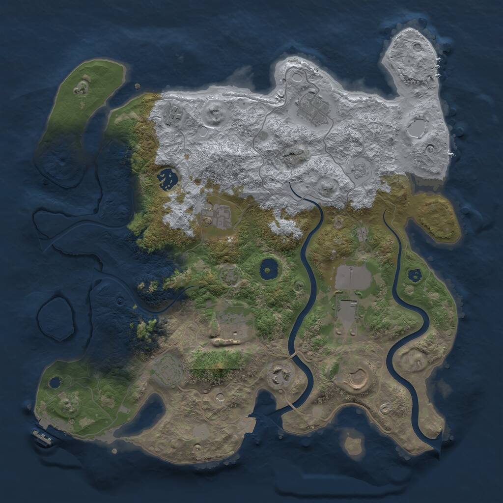 Rust Map: Procedural Map, Size: 3700, Seed: 1389885152, 14 Monuments