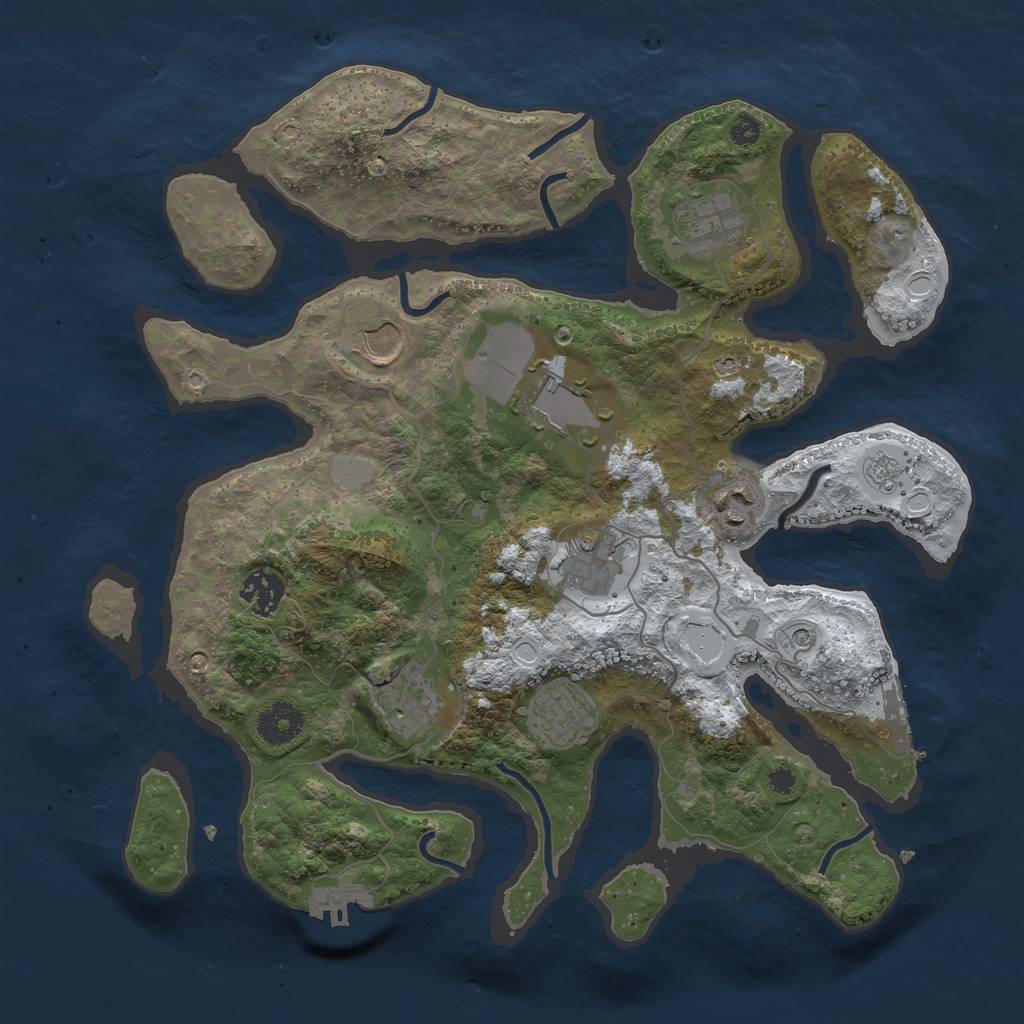 Rust Map: Procedural Map, Size: 3500, Seed: 633583015, 17 Monuments