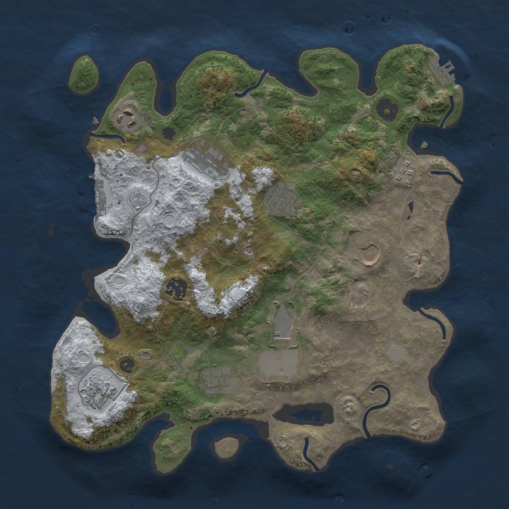 Rust Map: Procedural Map, Size: 3500, Seed: 2540075, 18 Monuments