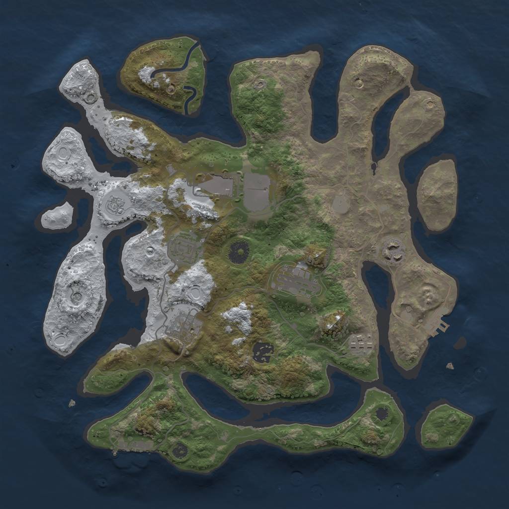 Rust Map: Procedural Map, Size: 3500, Seed: 3581383, 16 Monuments