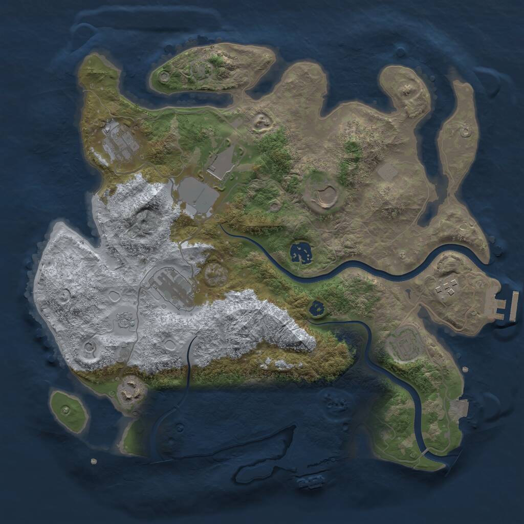 Rust Map: Procedural Map, Size: 3500, Seed: 4674823, 14 Monuments
