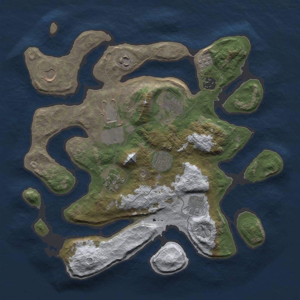 Rust Map: Barren, Size: 3500, Seed: 1580879, 12 Monuments