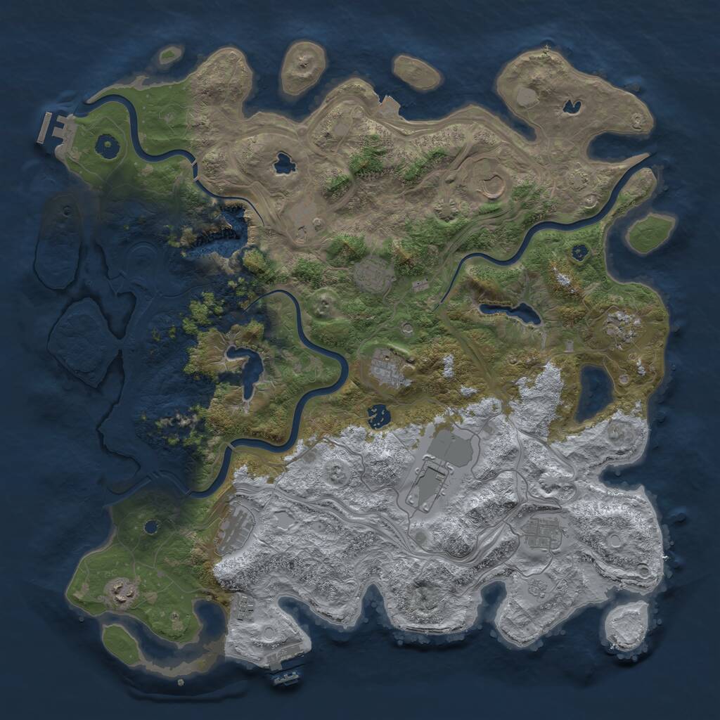 Rust Map: Procedural Map, Size: 4500, Seed: 3251988, 17 Monuments