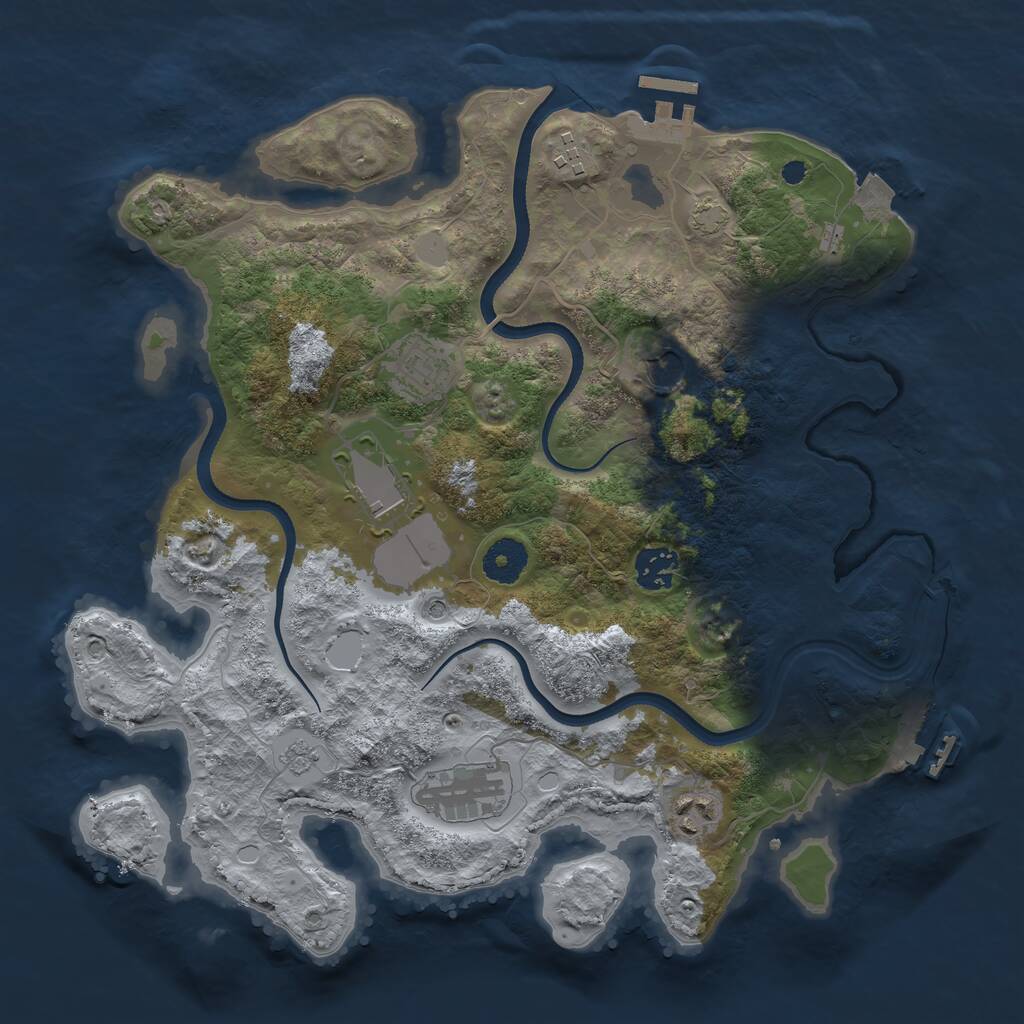 Rust Map: Procedural Map, Size: 3500, Seed: 6416545, 13 Monuments