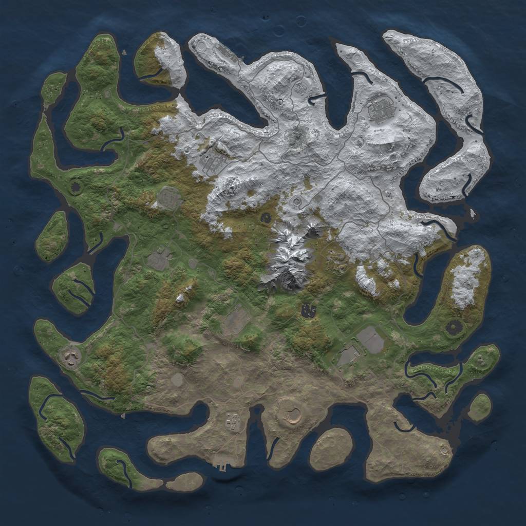 Rust Map: Procedural Map, Size: 5000, Seed: 69, 20 Monuments