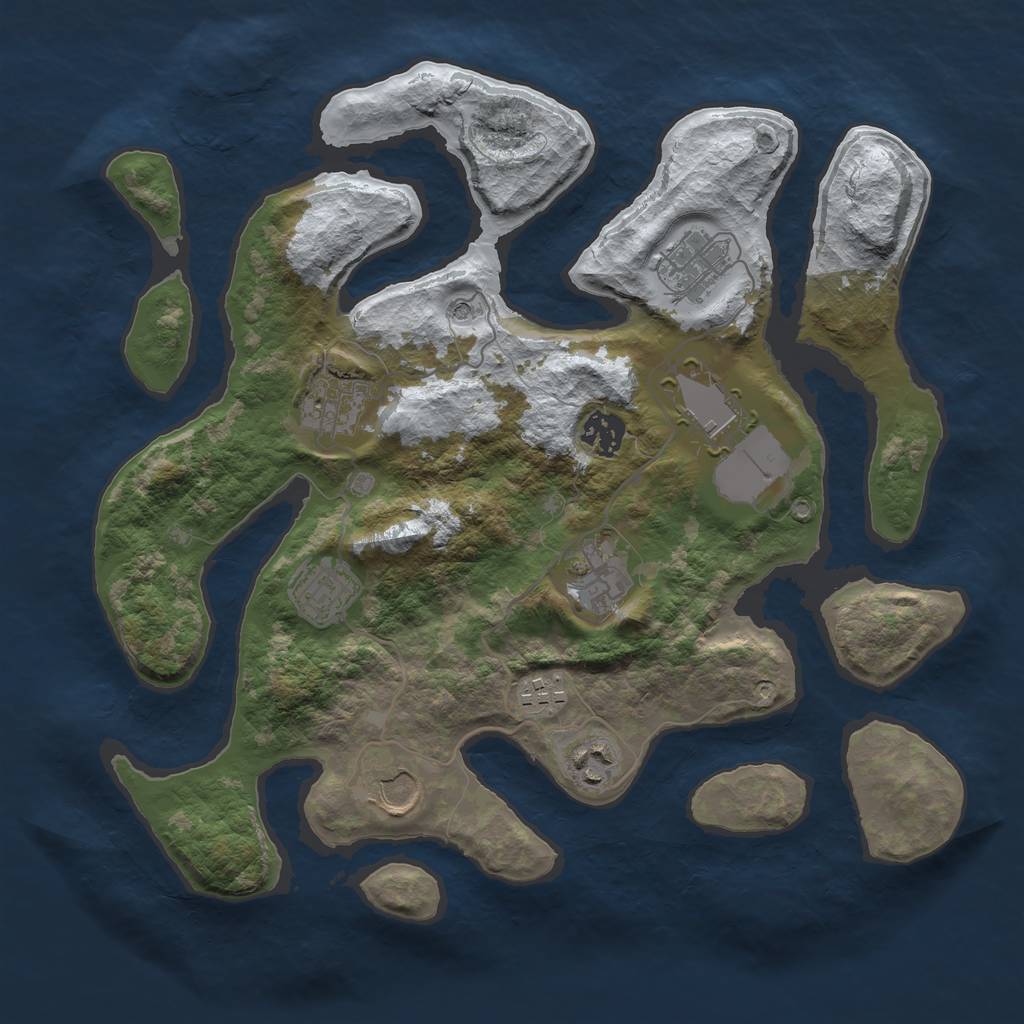 Rust Map: Barren, Size: 3500, Seed: 4053982, 12 Monuments