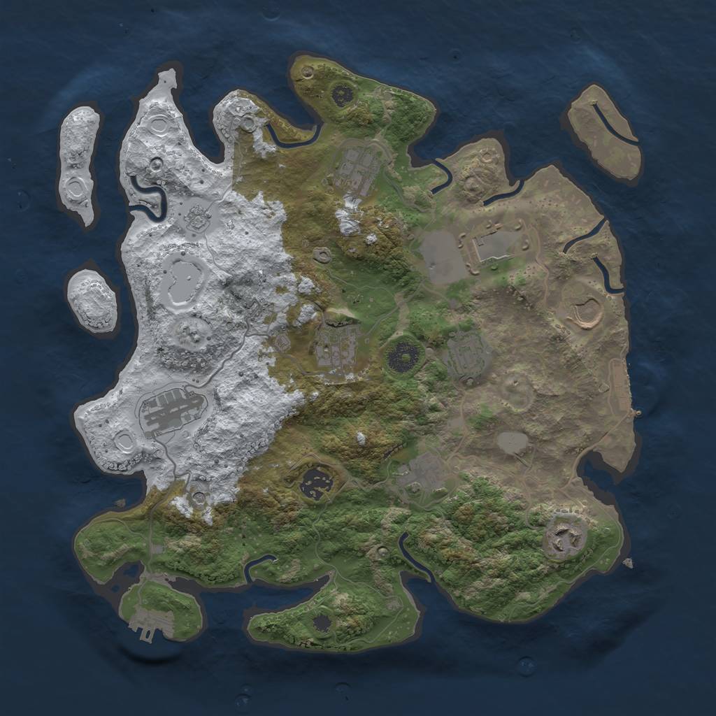Rust Map: Procedural Map, Size: 3500, Seed: 5814109, 18 Monuments