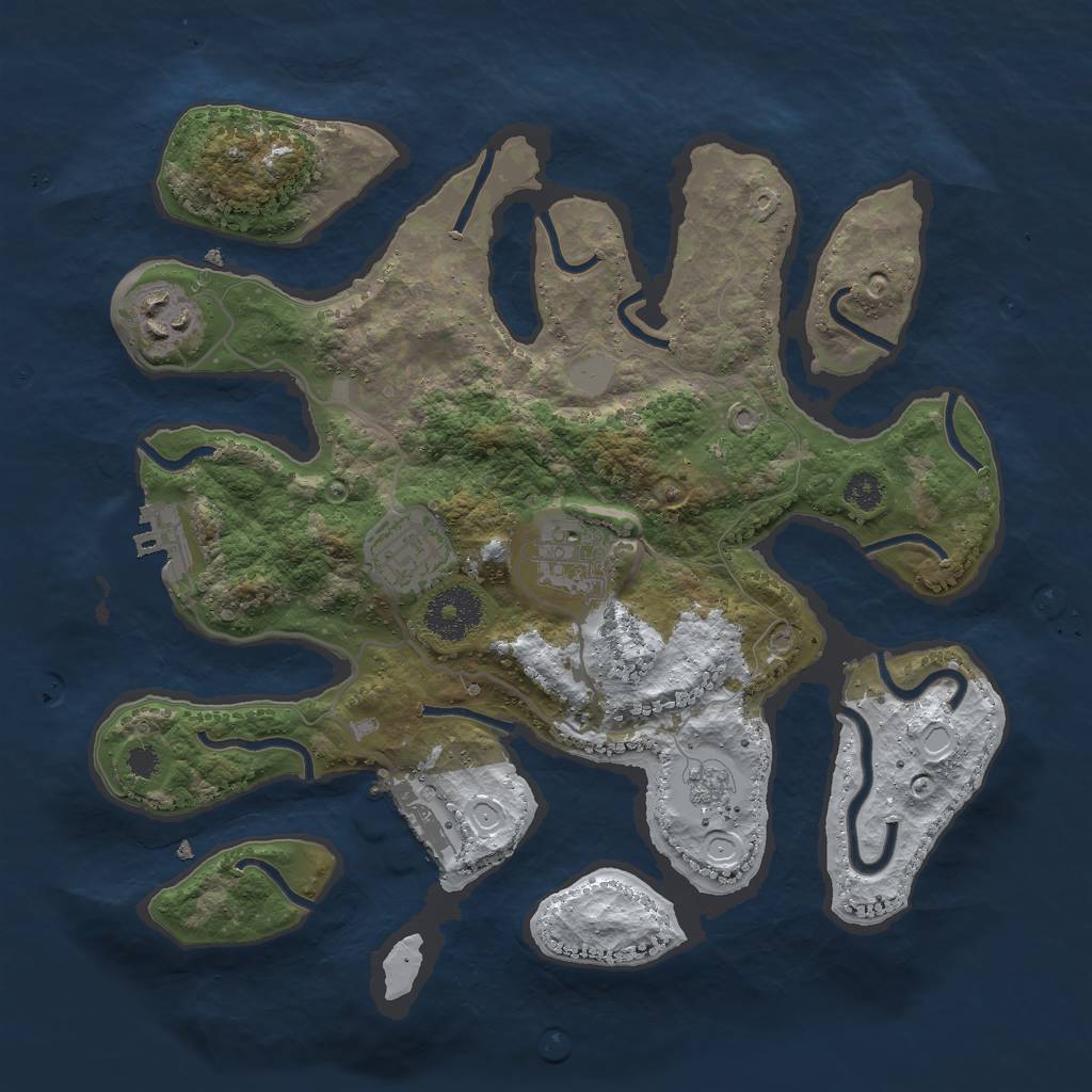 Rust Map: Procedural Map, Size: 3000, Seed: 869829494, 11 Monuments