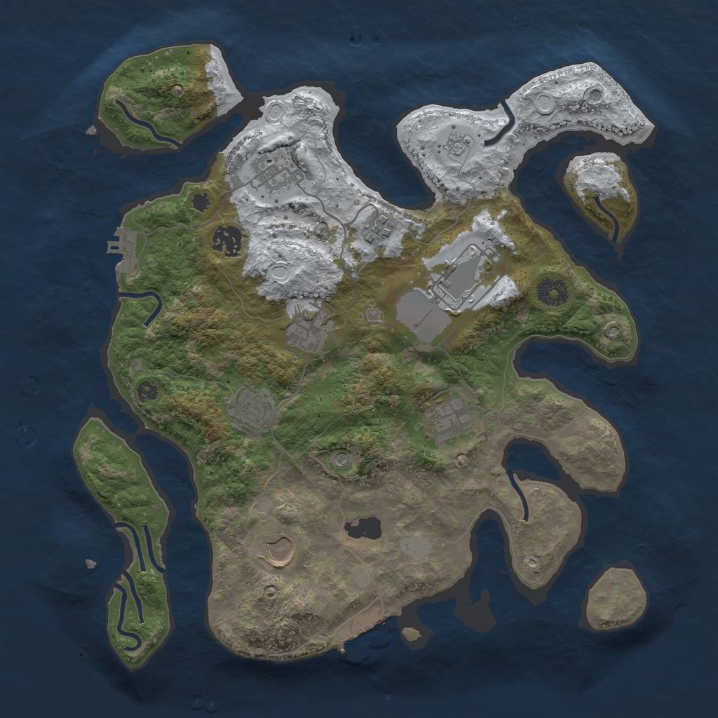 Rust Map: Procedural Map, Size: 3500, Seed: 2233979, 17 Monuments