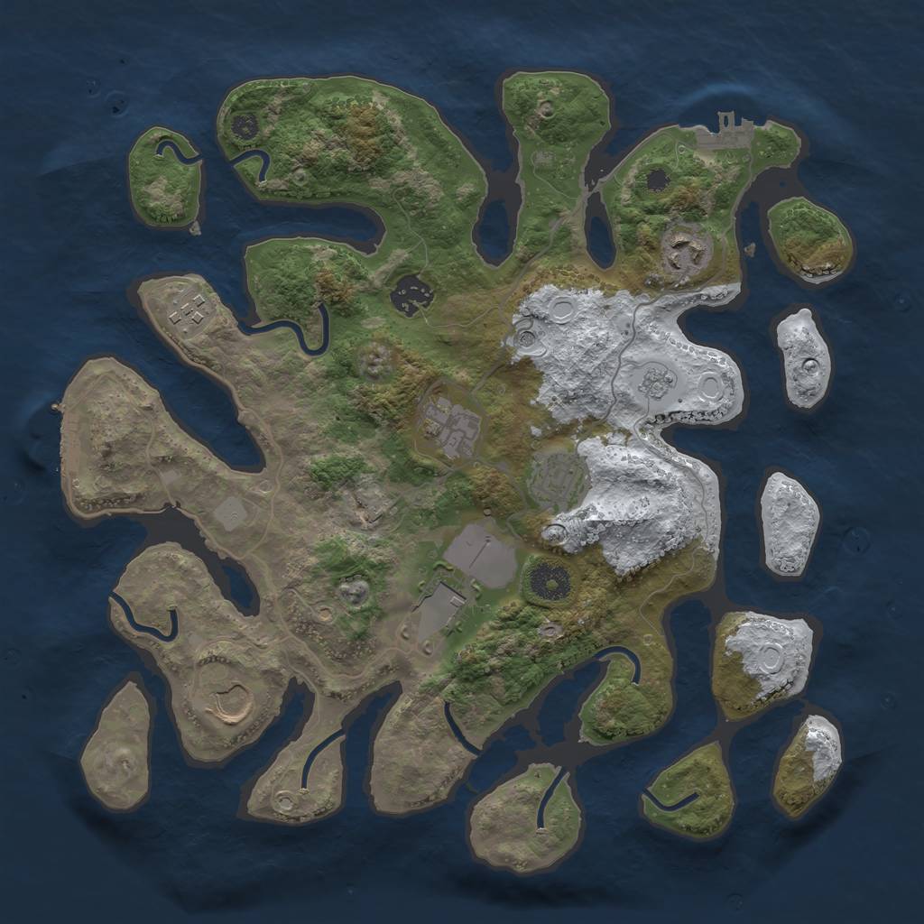 Rust Map: Procedural Map, Size: 3500, Seed: 108005002, 16 Monuments