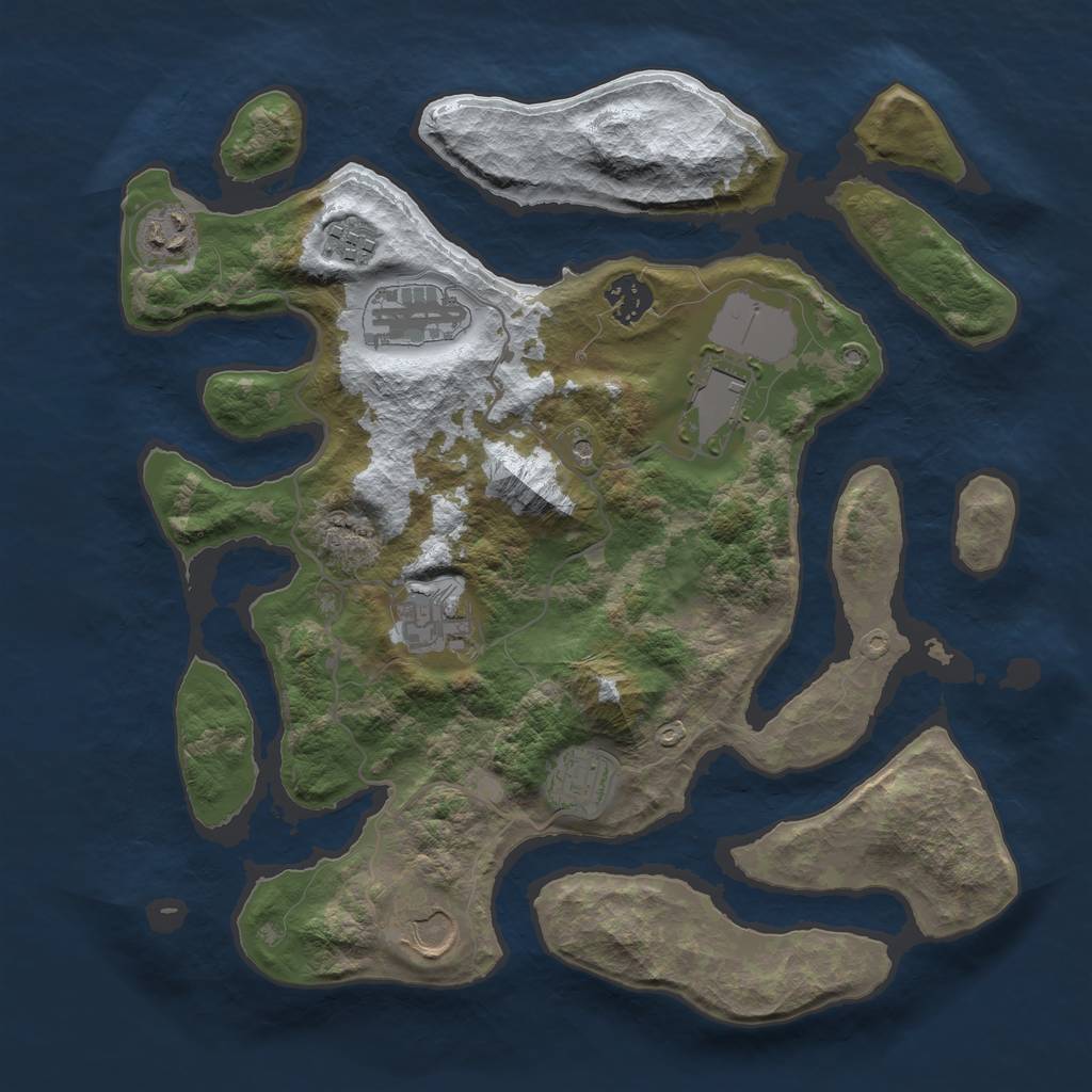 Rust Map: Barren, Size: 3500, Seed: 6059971, 11 Monuments