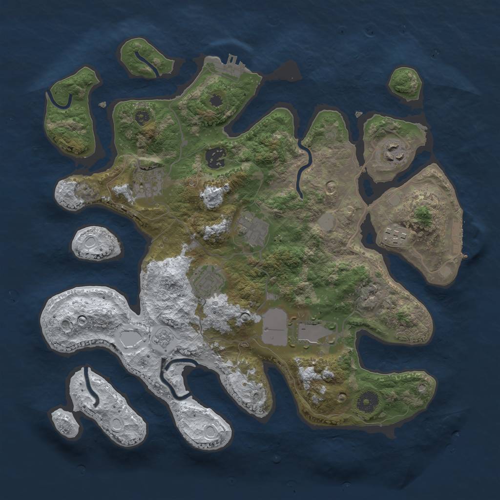 Rust Map: Procedural Map, Size: 3500, Seed: 5241748, 15 Monuments