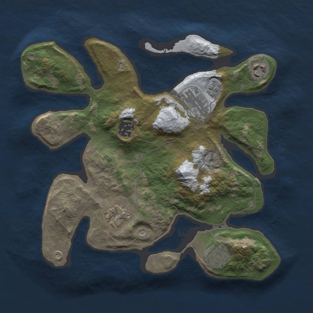 Rust Map: Barren, Size: 3000, Seed: 5594599, 9 Monuments