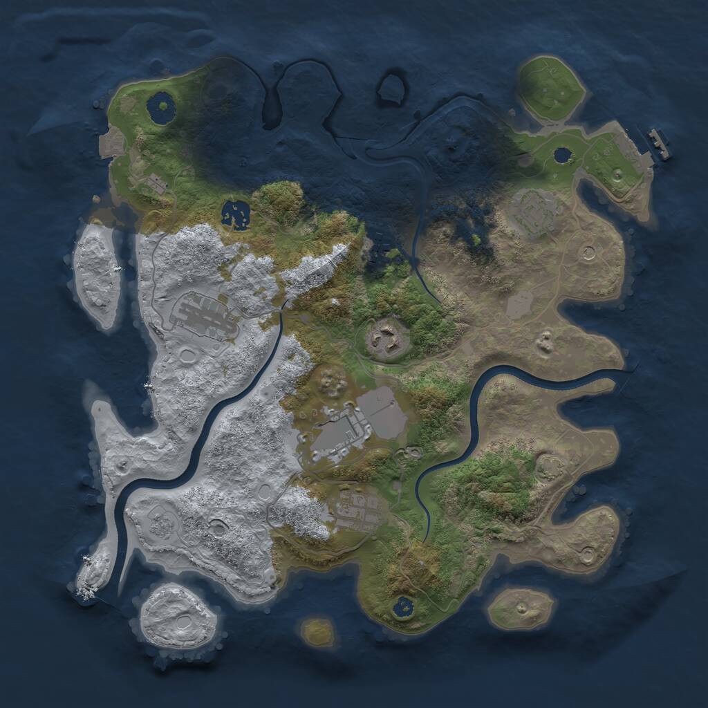 Rust Map: Procedural Map, Size: 3500, Seed: 904136, 12 Monuments