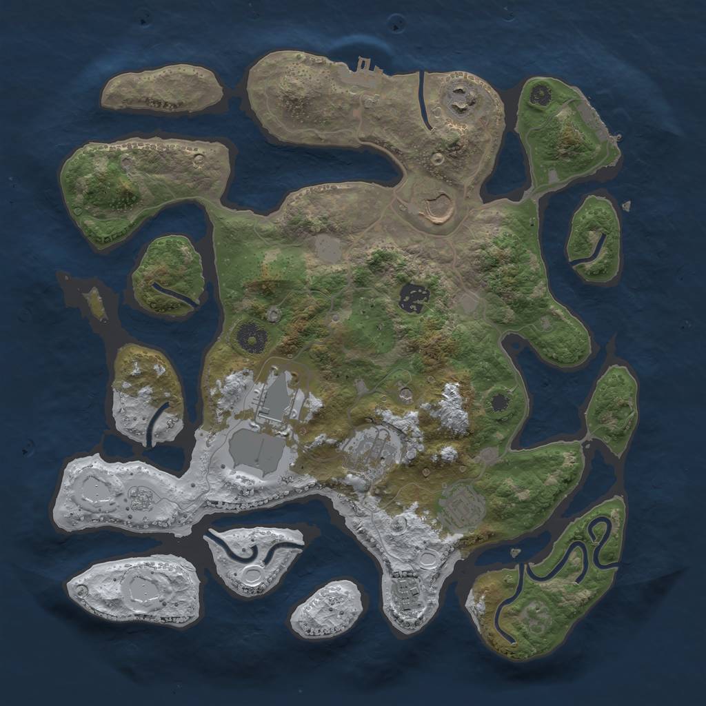 Rust Map: Procedural Map, Size: 3500, Seed: 3428643, 16 Monuments