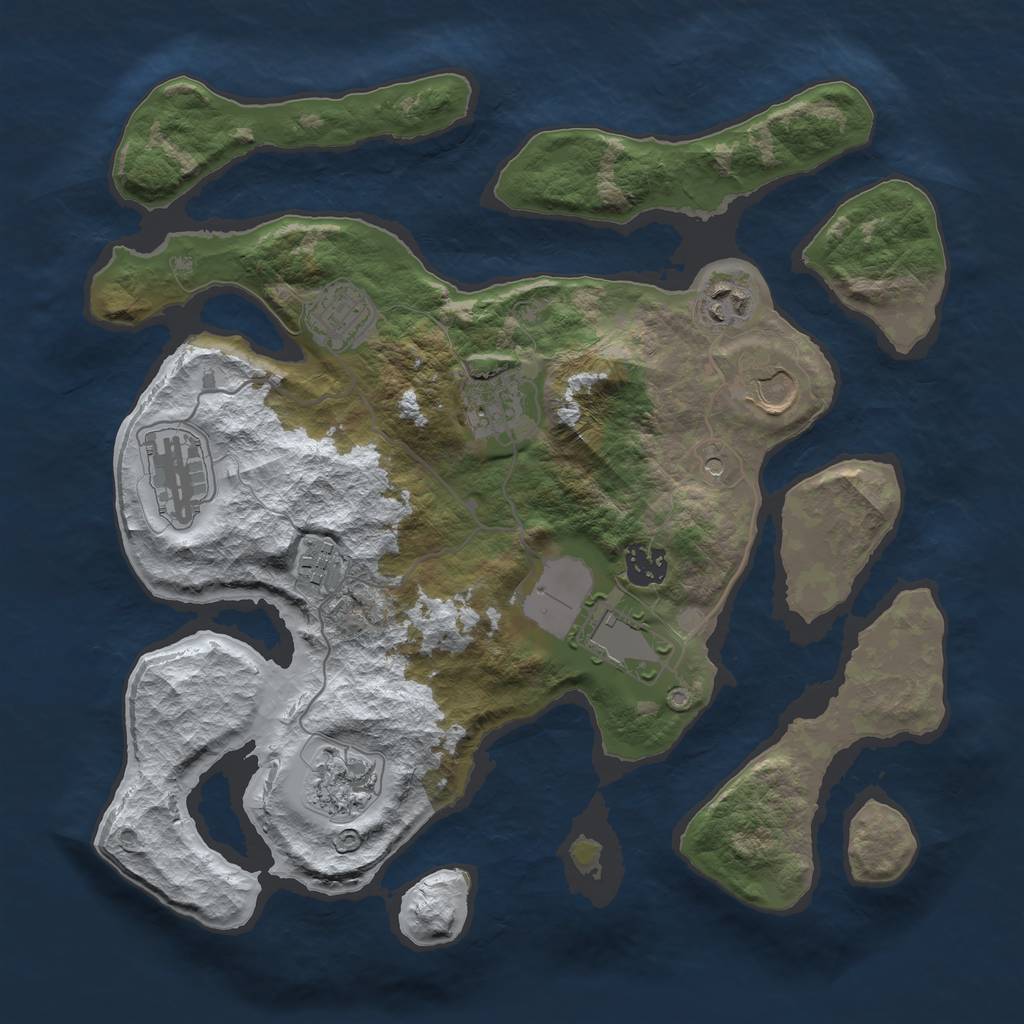 Rust Map: Barren, Size: 3500, Seed: 5589602, 12 Monuments