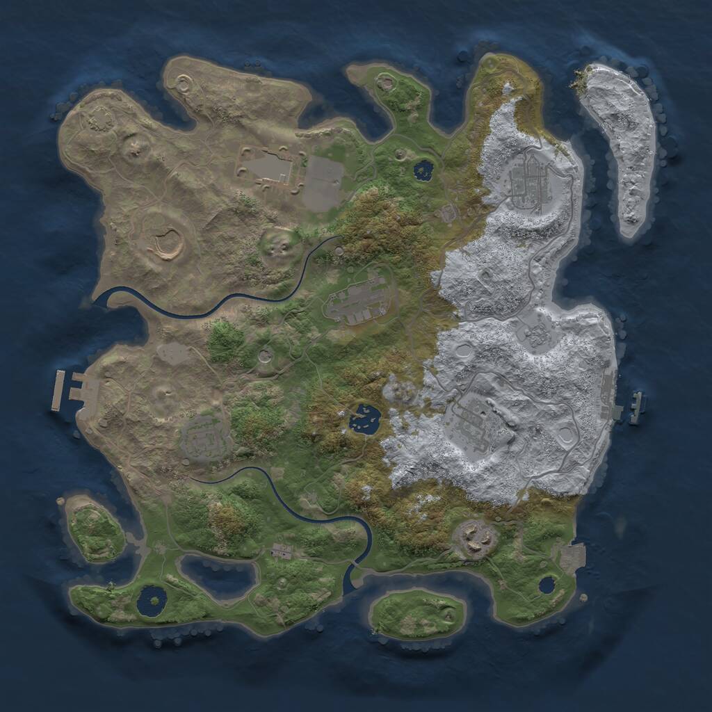 Rust Map: Procedural Map, Size: 3500, Seed: 3193663, 14 Monuments