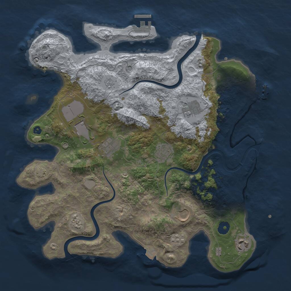 Rust Map: Procedural Map, Size: 3500, Seed: 6014065, 13 Monuments