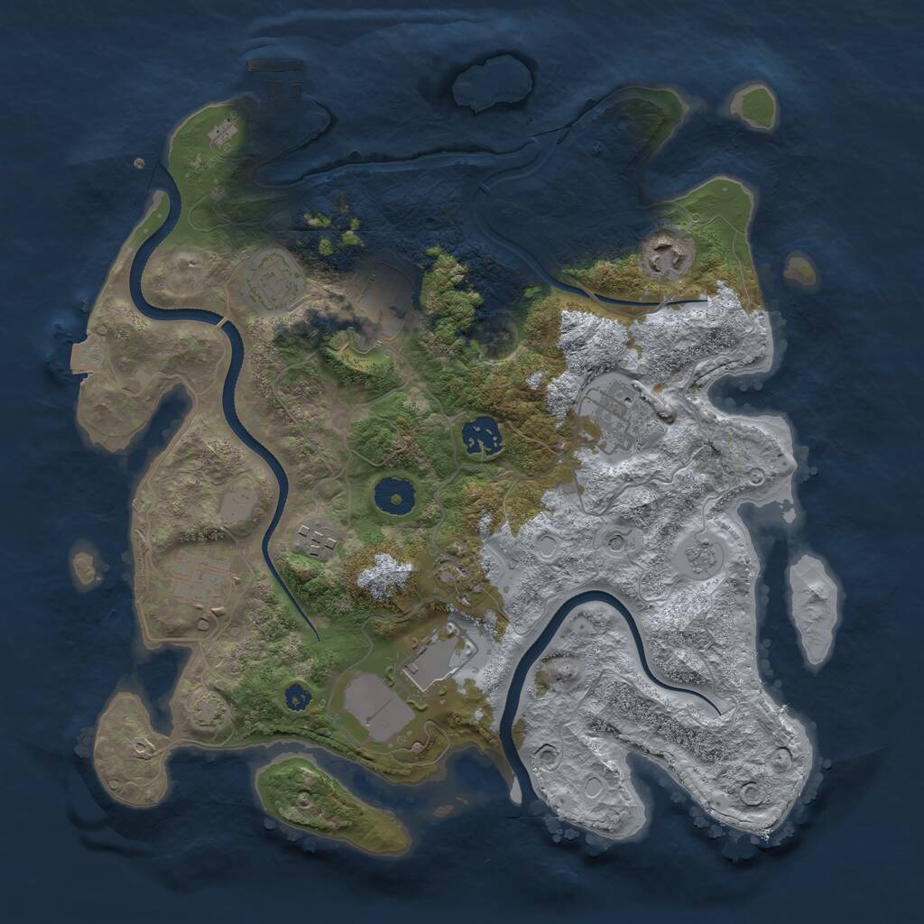 Rust Map: Procedural Map, Size: 3500, Seed: 240139, 14 Monuments