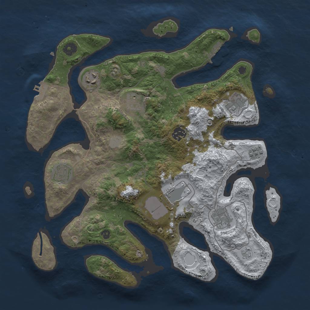 Rust Map: Procedural Map, Size: 3500, Seed: 240139, 16 Monuments