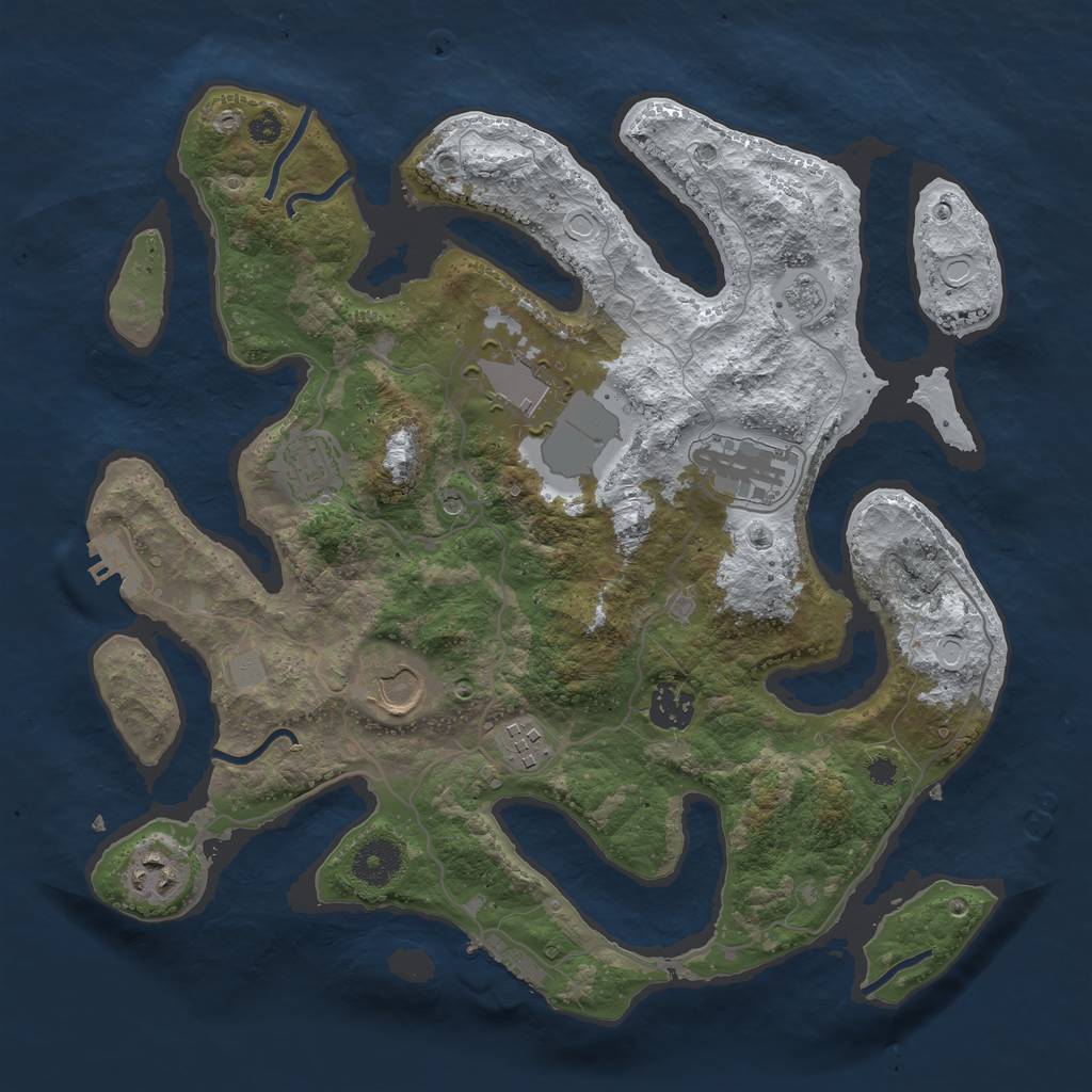 Rust Map: Procedural Map, Size: 3500, Seed: 3804222, 16 Monuments