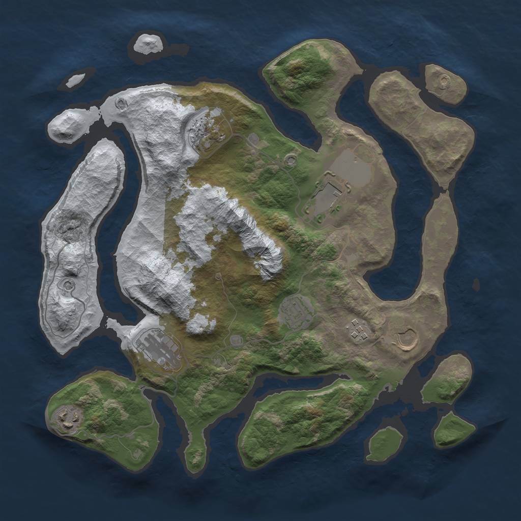 Rust Map: Barren, Size: 3500, Seed: 106534, 10 Monuments