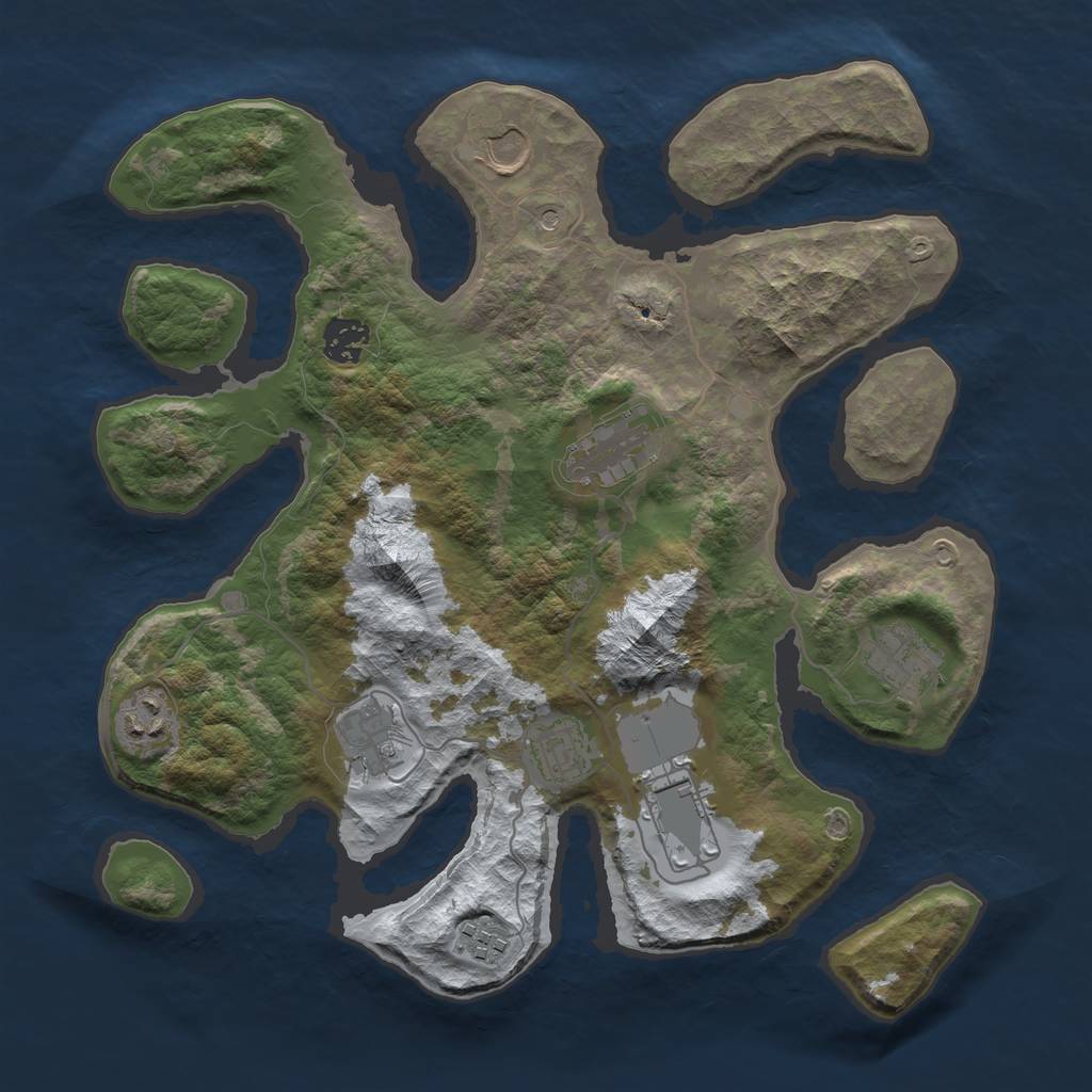 Rust Map: Barren, Size: 3500, Seed: 814031, 12 Monuments