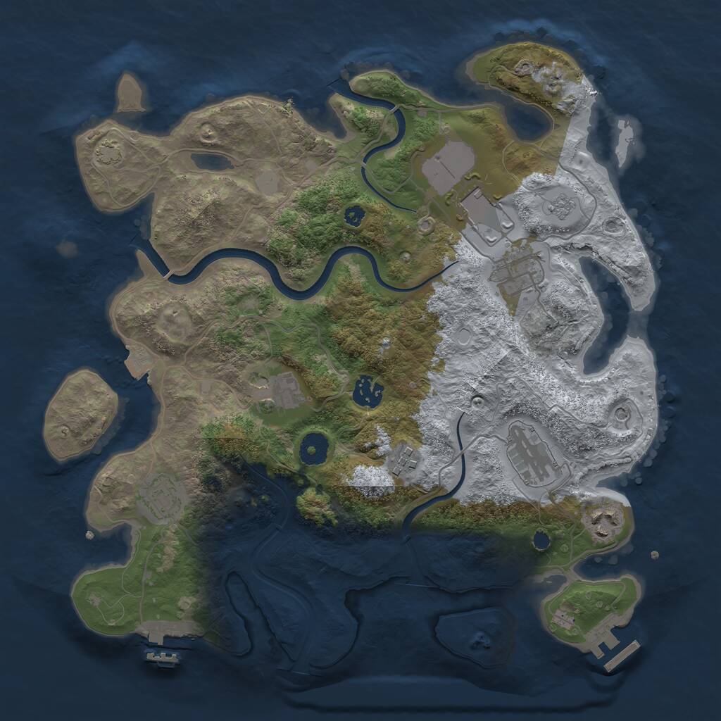 Rust Map: Procedural Map, Size: 3500, Seed: 6152287, 14 Monuments