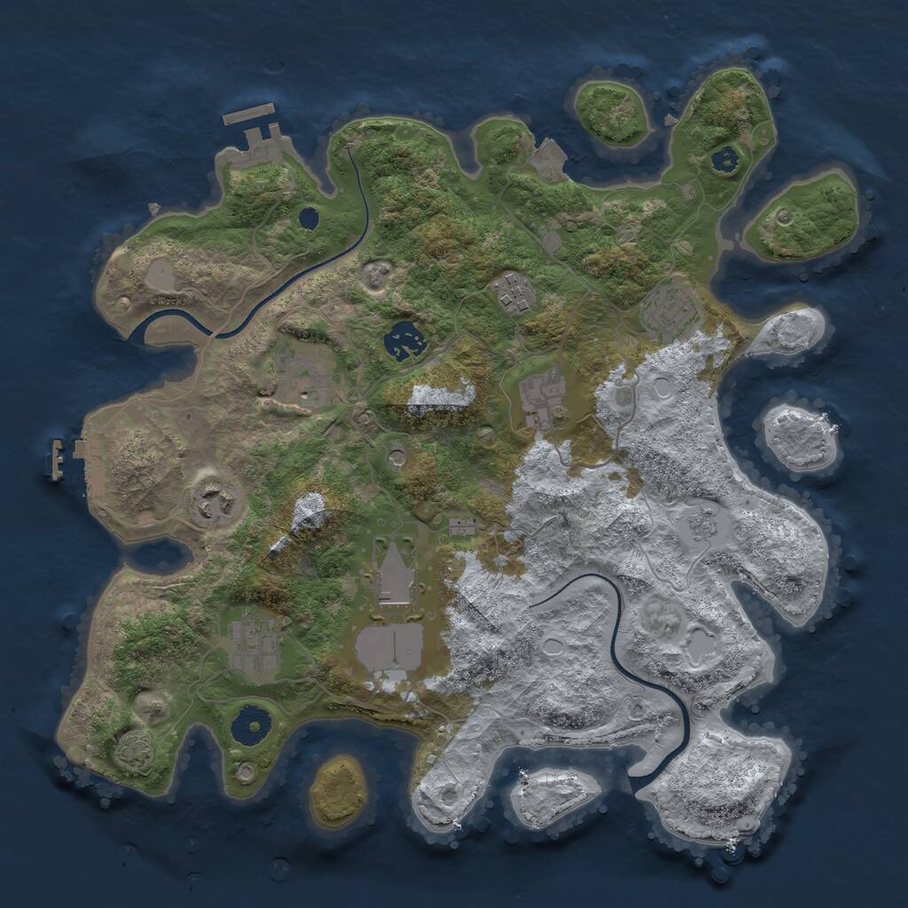 Rust Map: Procedural Map, Size: 3500, Seed: 4445138, 14 Monuments
