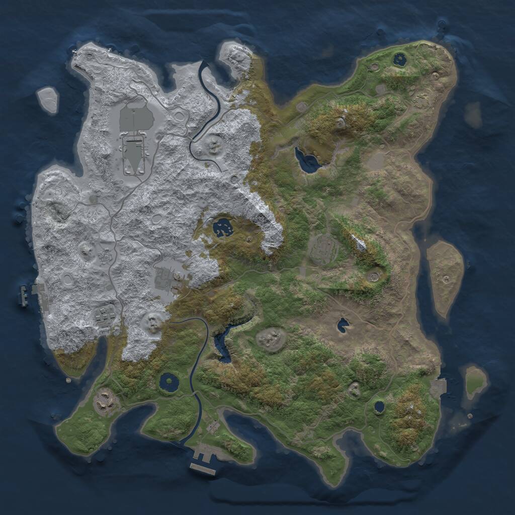 Rust Map: Procedural Map, Size: 4000, Seed: 4851, 12 Monuments