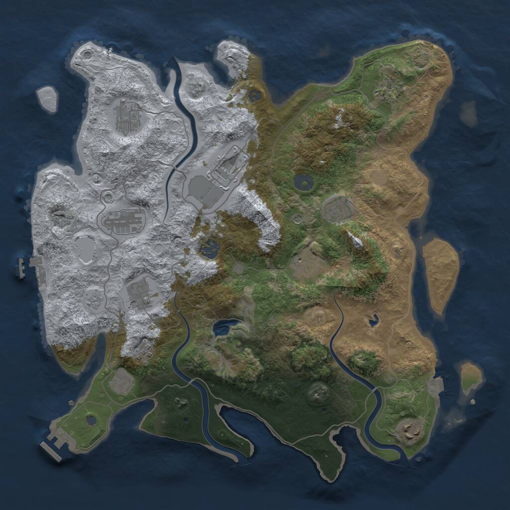Rust Map: Procedural Map, Size: 4000, Seed: 4851, 16 Monuments