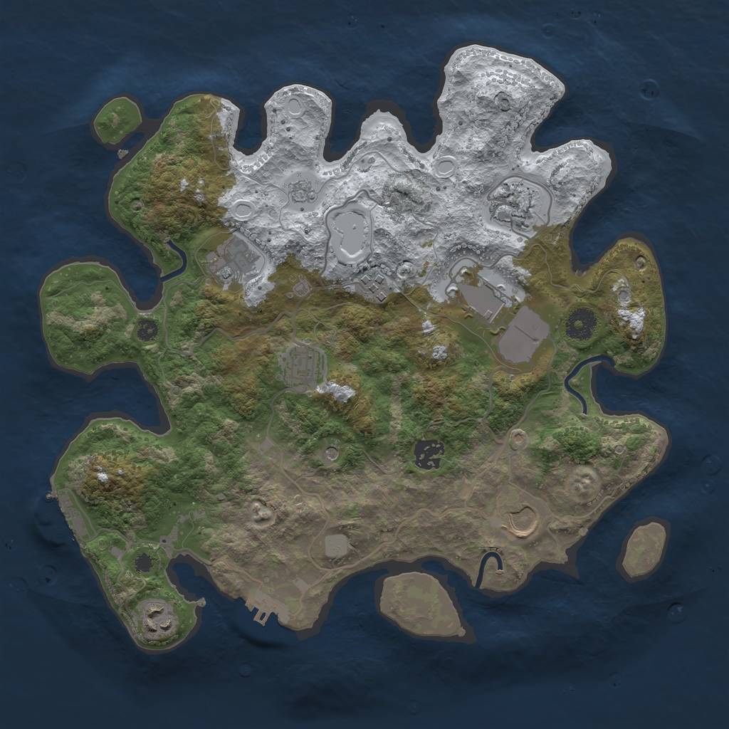 Rust Map: Procedural Map, Size: 3500, Seed: 2282197, 17 Monuments