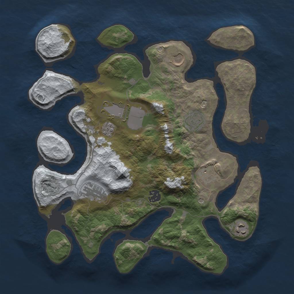 Rust Map: Barren, Size: 3500, Seed: 1121416, 11 Monuments