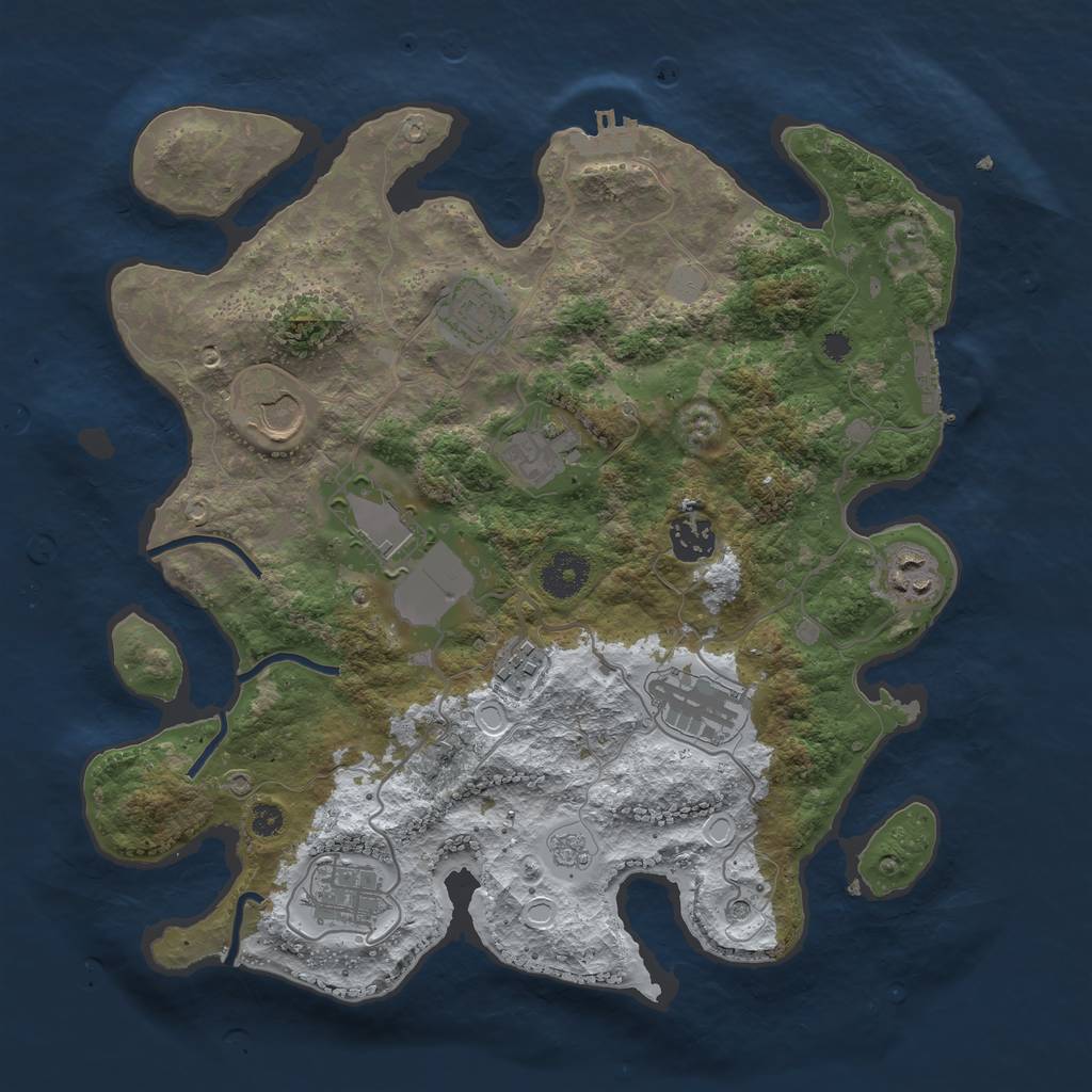 Rust Map: Procedural Map, Size: 3500, Seed: 5266981, 18 Monuments