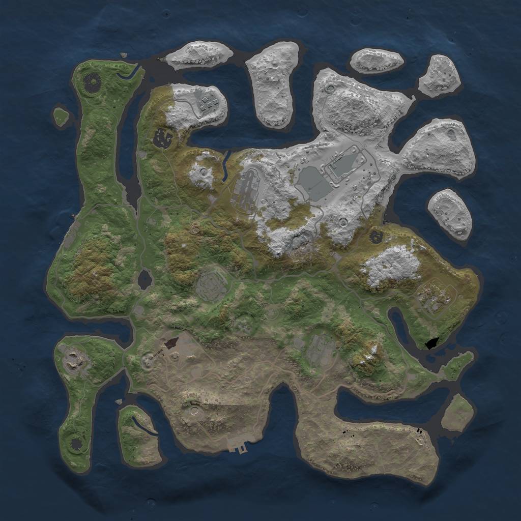 Rust Map: Procedural Map, Size: 4000, Seed: 2258956, 14 Monuments