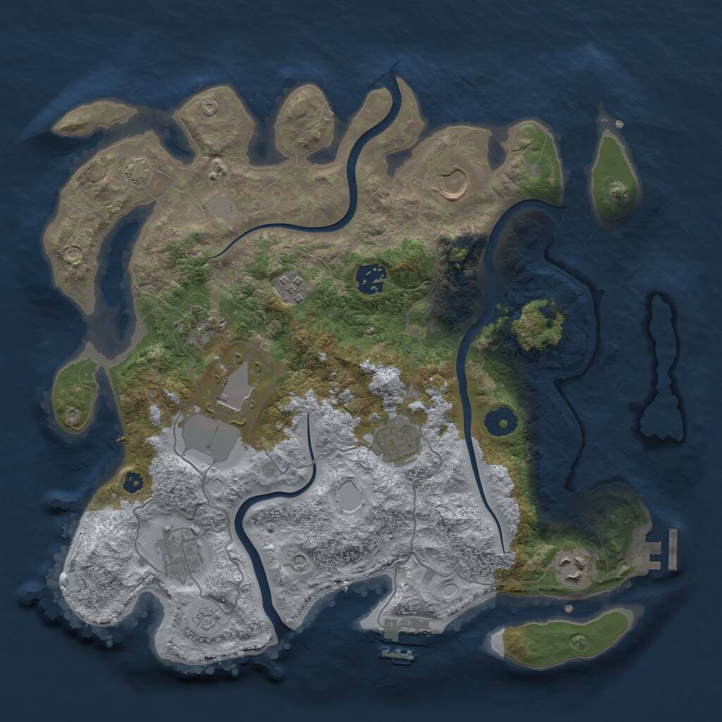 Rust Map: Procedural Map, Size: 3500, Seed: 3955563, 14 Monuments