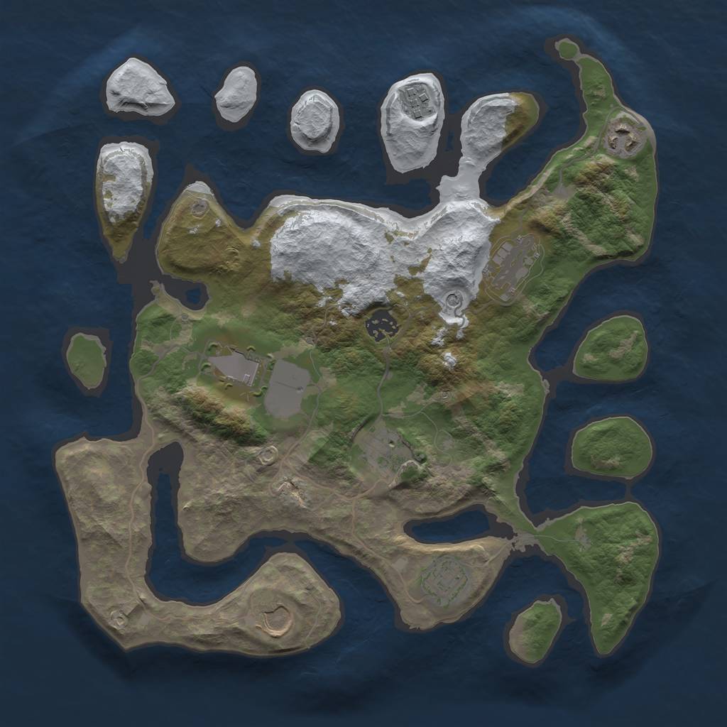 Rust Map: Barren, Size: 3500, Seed: 1698262, 11 Monuments