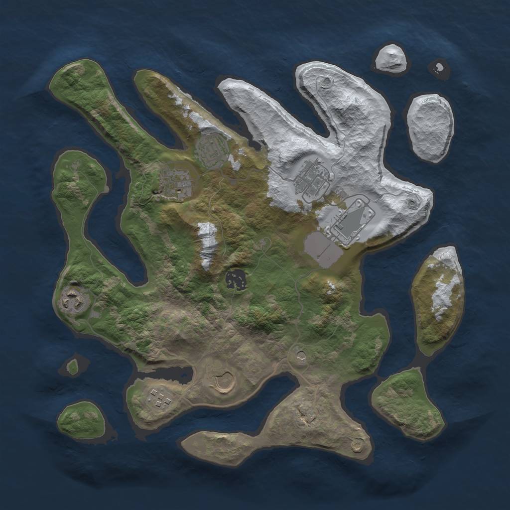 Rust Map: Barren, Size: 3500, Seed: 3972107, 11 Monuments