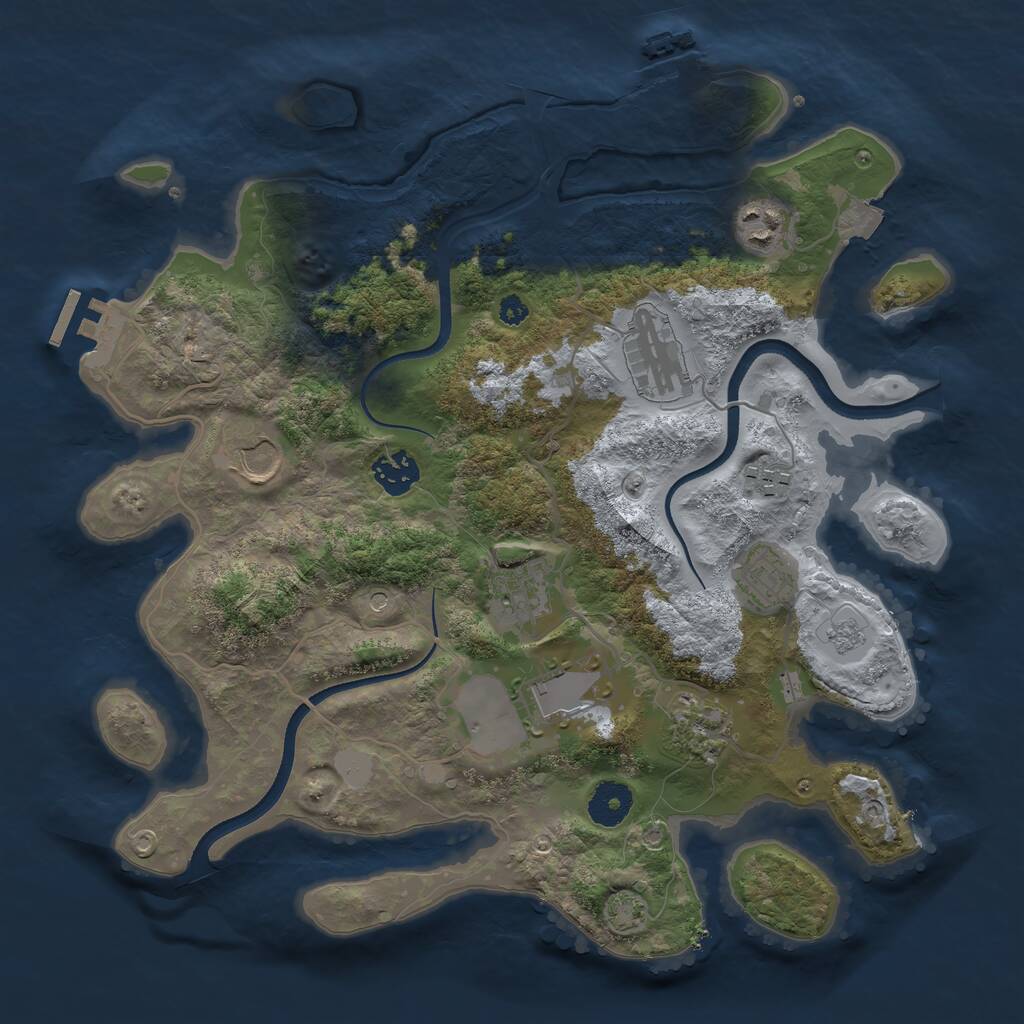 Rust Map: Procedural Map, Size: 3500, Seed: 5180372, 15 Monuments