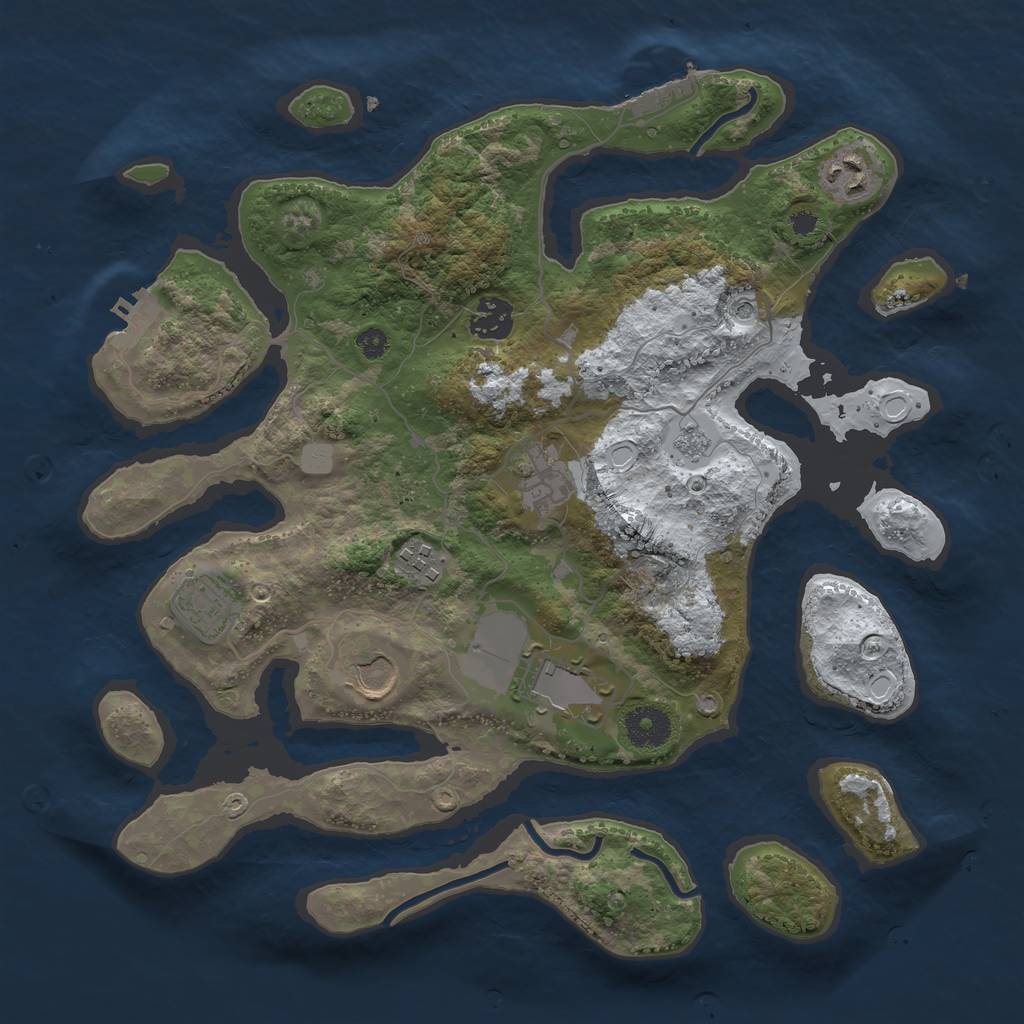 Rust Map: Procedural Map, Size: 3500, Seed: 5180372, 16 Monuments